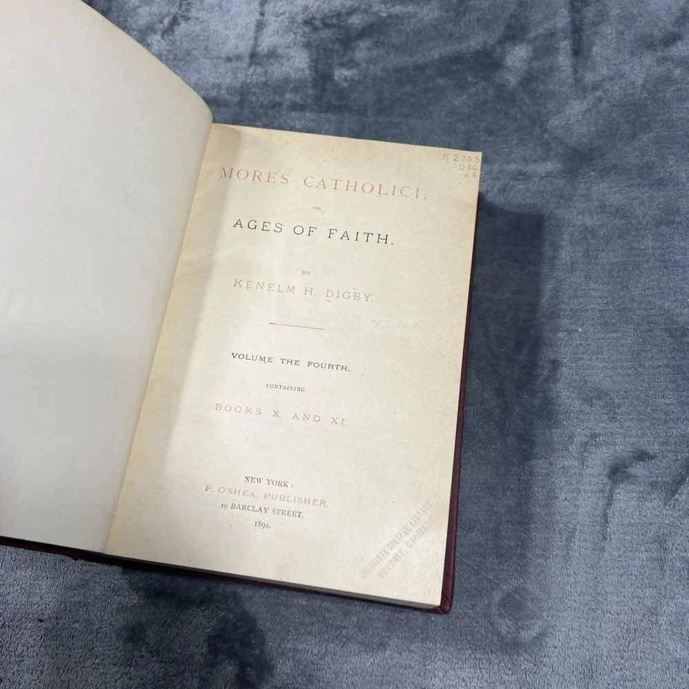Vintage Mores Catholici‎ Ages of Faith Book Lot of 4 Kenelm H Digby 1888-1894 HC